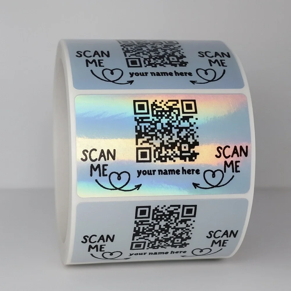 100-Pack “Scan Me” Custom QR Code Stickers – Personalized Closet Name Labels